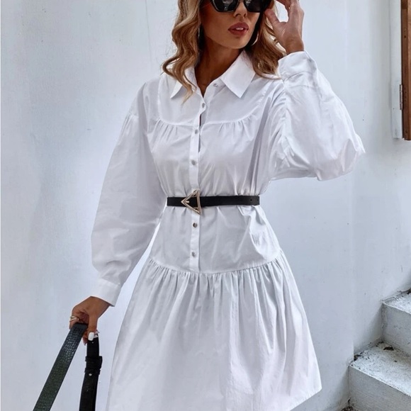 Button front ruffle hem shirt Dress without belt ! - Picture 4 of 4